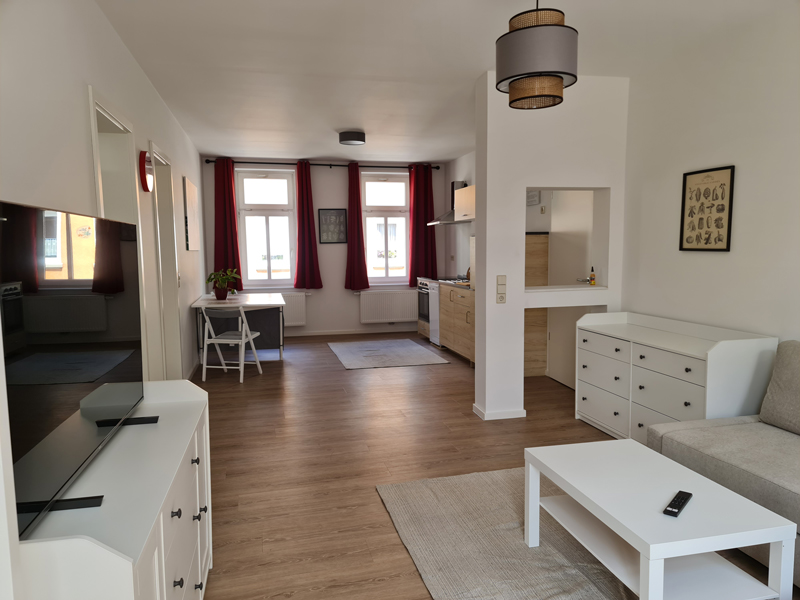 Wohnbereich mit TV Appartement 31